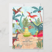 Dinosaur jongen verjaardagsfeestje kaart (Voorkant)