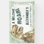 Dinosaur Jungle 5th Birthday Party Welcome Spandoek (Verticaal)