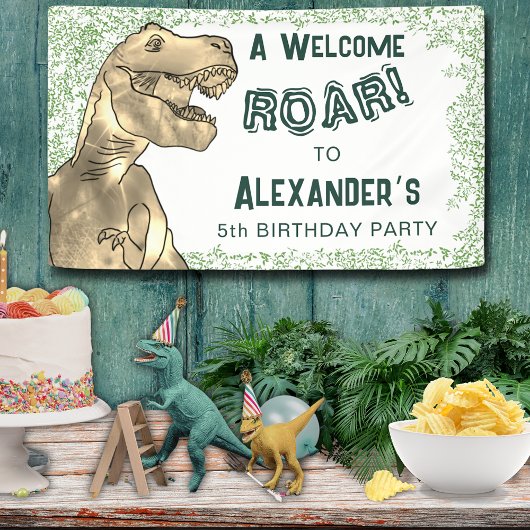 Dinosaur Jungle 5th Birthday Party Welcome Spandoek