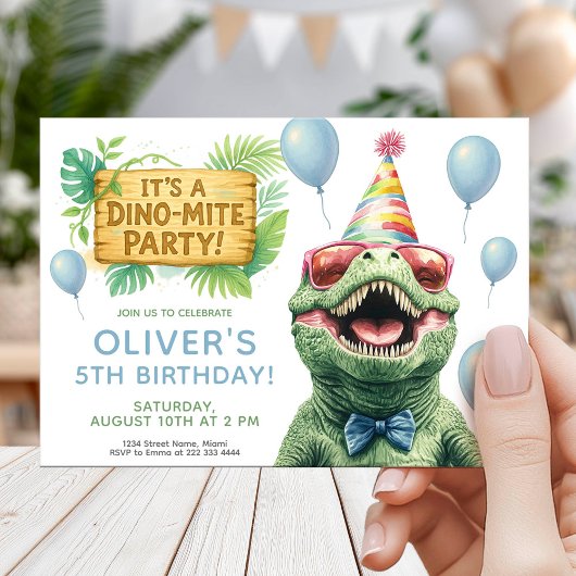 Dinosaur Jungle Party for Kids Birthday Kaart