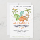 Dinosaur Jurassic Birthday Party Invitation Kaart (Voorkant)