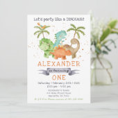 Dinosaur Jurassic Birthday Party Invitation Kaart (Staand voorkant)