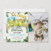 Dinosaur Jurassic Birthday uitnodiging met foto (Voorkant)