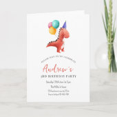 Dinosaur Jurassic Party Invitation Boys Three Rex (Voorkant)