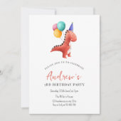 Dinosaur Jurassic Party Invitation Boys Three Rex Kaart (Voorkant)