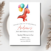 Dinosaur Jurassic Party Invitation Boys Three Rex Kaart