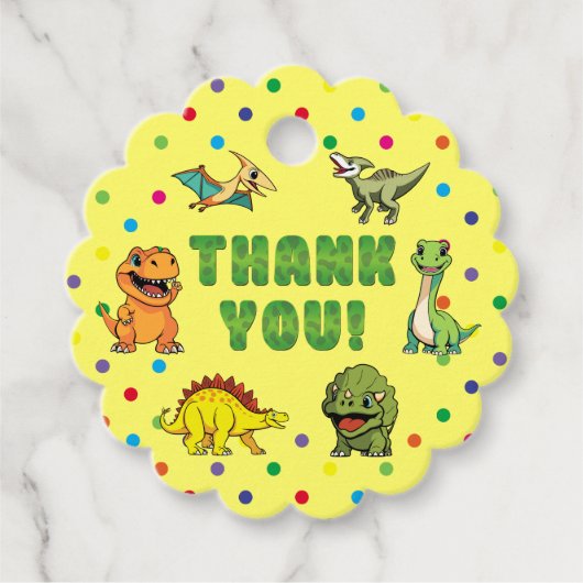 Dinosaur Jurassic Prehistorische Cartoon Dank u Bedankjes Labels (Voorkant)