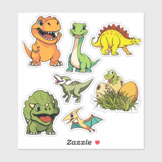 Dinosaur Jurassic Prehistorische Fun Kleurrijke Ca Sticker (Vel)