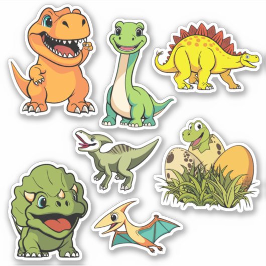 Dinosaur Jurassic Prehistorische Fun Kleurrijke Ca Sticker (Voorkant)