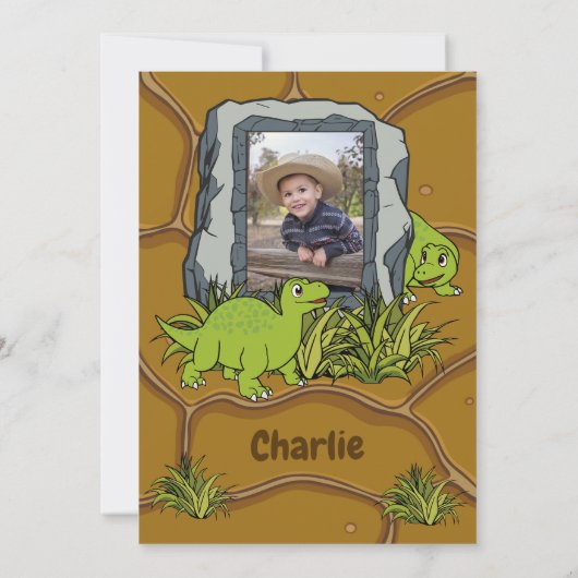 Dinosaur Jurassic Prehistorische Schattigee Cartoo Bedankkaart (Achterkant)