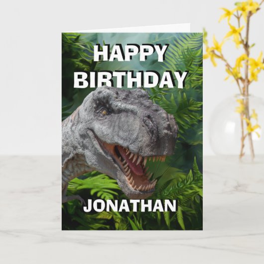 Dinosaur Jurassic T Rex Kaart (Gele Bloem)