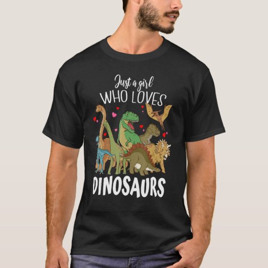 Dinosaur Just a Girl Who Loves Dinosaurs Rex Brach T-shirt (Voorkant)