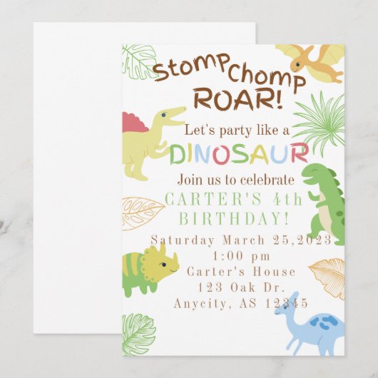 Dinosaur Kaart (Voorkant / Achterkant)