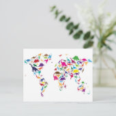 Dinosaur-kaart van de Wereldkaart Briefkaart (Staand voorkant)