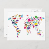 Dinosaur-kaart van de Wereldkaart Briefkaart (Voorkant / Achterkant)