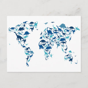 Dinosaur-kaart van de Wereldkaart Briefkaart