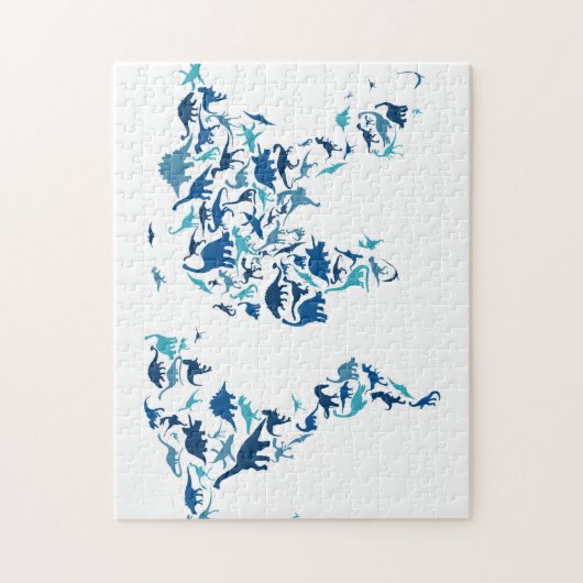 Dinosaur-kaart van de Wereldkaart Legpuzzel (Verticaal)