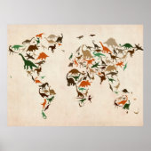 Dinosaur-kaart van de Wereldkaart Poster (Voorkant)