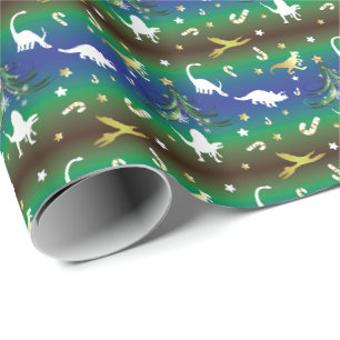 Dinosaur-kerstboom Cadeaupapier