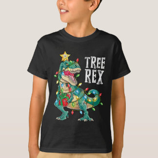 Dinosaur kerstboom Rex Pajamas Mannen jongens kers T-shirt