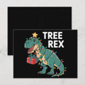 Dinosaur-kerstboom Rex Pajamas Xmas lights Briefkaart (Voorkant / Achterkant)