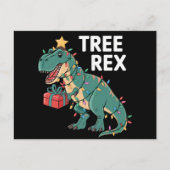 Dinosaur-kerstboom Rex Pajamas Xmas lights Briefkaart (Voorkant)