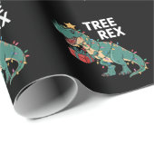 Dinosaur-kerstboom Rex Pajamas Xmas lights Cadeaupapier (Rol Hoek)