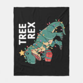 Dinosaur-kerstboom Rex Pajamas Xmas lights Fleece Deken (Voorkant)