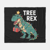 Dinosaur-kerstboom Rex Pajamas Xmas lights Fleece Deken (Voorkant (Horizontaal))