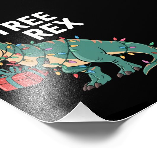 Dinosaur-kerstboom Rex Pajamas Xmas lights Foto Afdruk (Hoek)