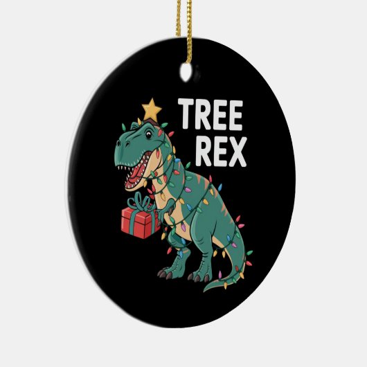 Dinosaur-kerstboom Rex Pajamas Xmas lights Keramisch Ornament (Rechts)