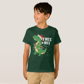 Dinosaur-kerstboom Rex Pajamas Xmas lights T-shirt (Voorkant volledig)
