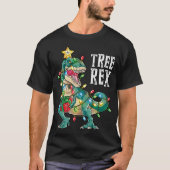 Dinosaur-kerstboom Rex Pajamas Xmas lights T-shirt (Voorkant)