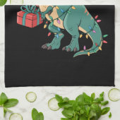 Dinosaur-kerstboom Rex Pajamas Xmas lights Theedoek (Gevouwen)