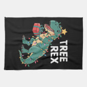 Dinosaur-kerstboom Rex Pajamas Xmas lights Theedoek (Horizontaal)