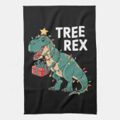 Dinosaur-kerstboom Rex Pajamas Xmas lights Theedoek (Verticaal)
