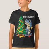 Dinosaur kerstboom Rex the Struggle Boys Xmas T-shirt (Voorkant)