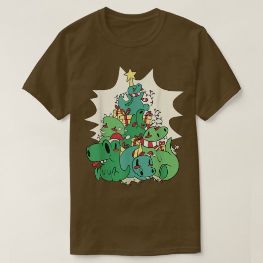Dinosaur kerstboom T Funny Xmas T-shirt (Design voorkant)