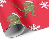 Dinosaur-kerstfeestmaal Dino-omslagpapier Cadeaupapier (Rol Hoek)