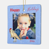 Dinosaur kerstfoto kinder keepomwille keramisch ornament (Links)