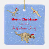 Dinosaur kerstfoto kinder keepomwille keramisch ornament (Achterkant)