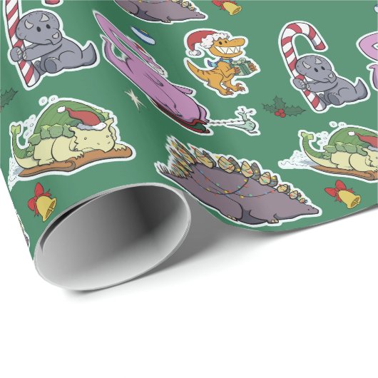 Dinosaur-kerstinpakpapier Cadeaupapier (Rol Hoek)