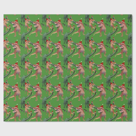 Dinosaur-kerstinpakpapier Cadeaupapier (Vlak)