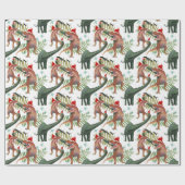 Dinosaur-kerstinpakpapier Cadeaupapier (Vlak)