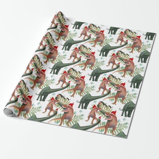 Dinosaur-kerstinpakpapier Cadeaupapier (Uitgerold)