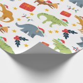 Dinosaur Kerstkerstkerstkerstkerstkerstkerstkersts Cadeaupapier (Hoek)