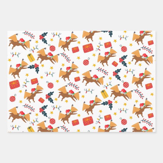Dinosaur Kerstkerstkerstkerstkerstkerstkerstkersts Inpakpapier Vel (Voorkant 3)