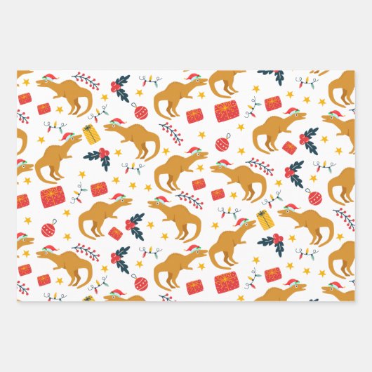 Dinosaur Kerstkerstkerstkerstkerstkerstkerstkersts Inpakpapier Vel (Voorkant 2)
