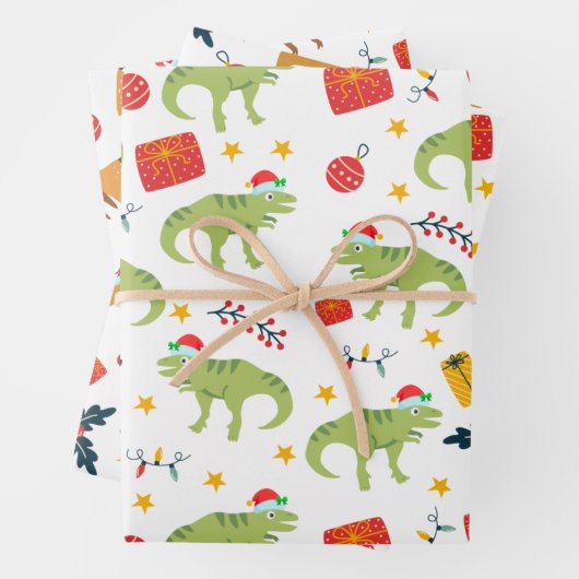 Dinosaur Kerstkerstkerstkerstkerstkerstkerstkersts Inpakpapier Vel (In situ)