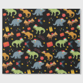 Dinosaur Kerstkerstkerstkerstkerstkerstkerstschild Cadeaupapier (Vlak)
